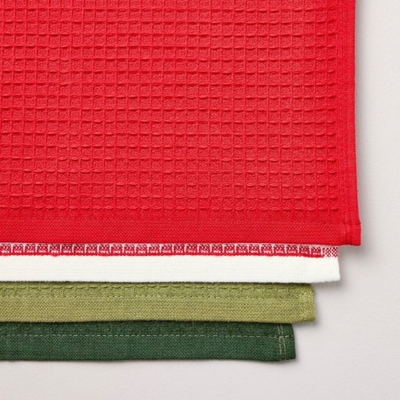 Hearth & Hand Magnolia 4pk Waffled Cotton Christmas Dishcloth Set - Picture 3 of 10